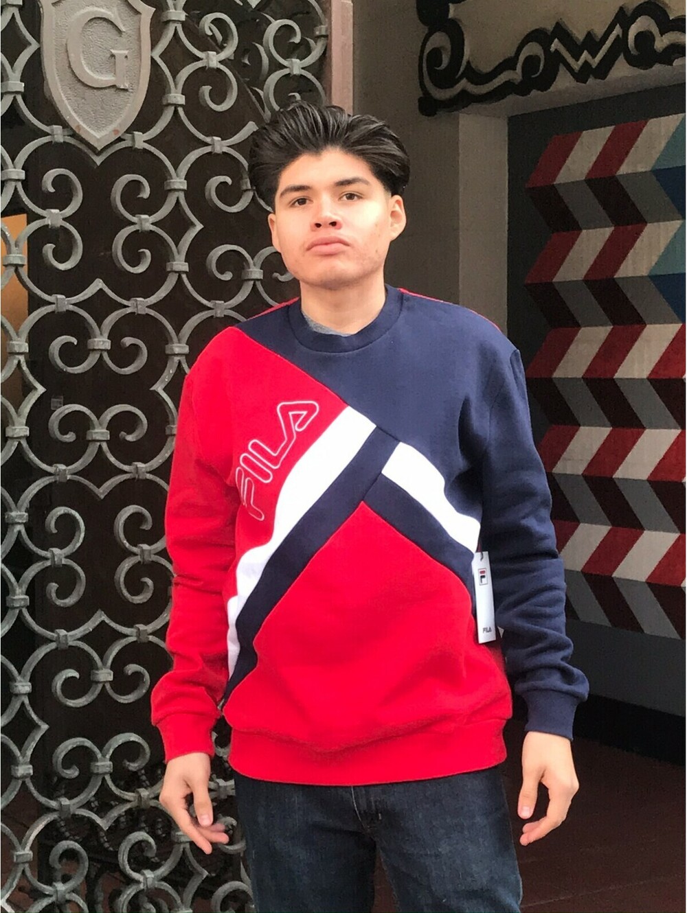 Men's Fila Red | Navy | White Fleece Sweatshirt